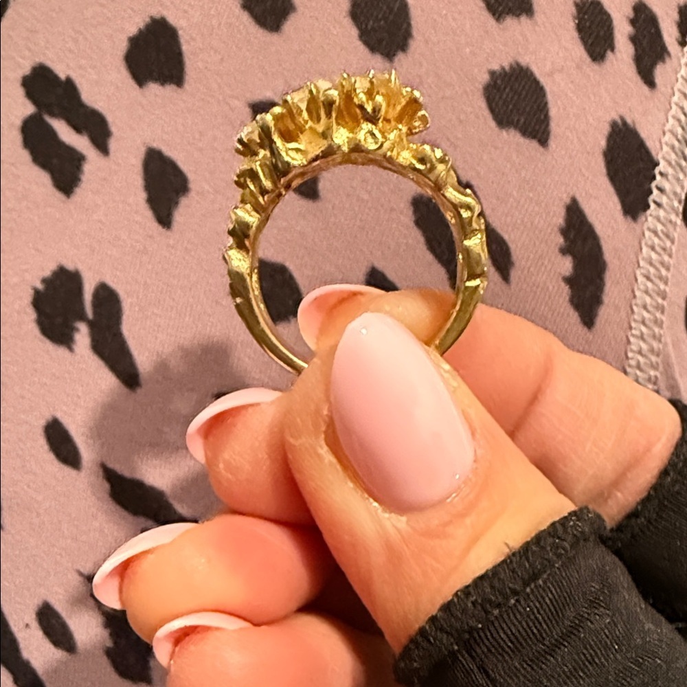 vintage gold-plated cocktail ring, - Picture 3 of 9